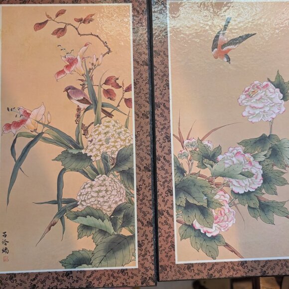 Chinese Silk Wall Decor x4 - Picture 3 of 3